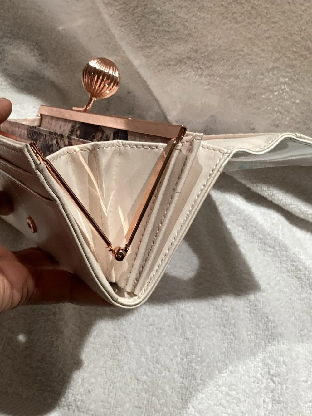Ted Baker Rose-Print Floral Wallet with Rose Gold Clasp Like New